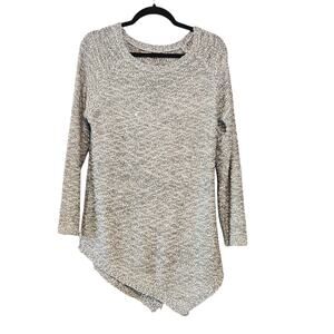 Soft Surroundings Sequin Asymmetrical Tunic Sweater, gray, sz small, oversized